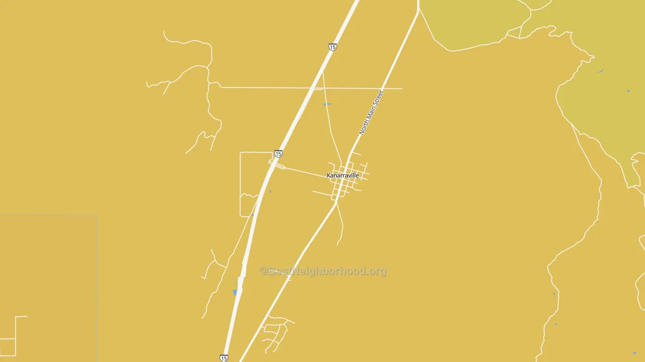 Map of the best neighborhoods in the 84742 area, with better matches in green and worse matches in red