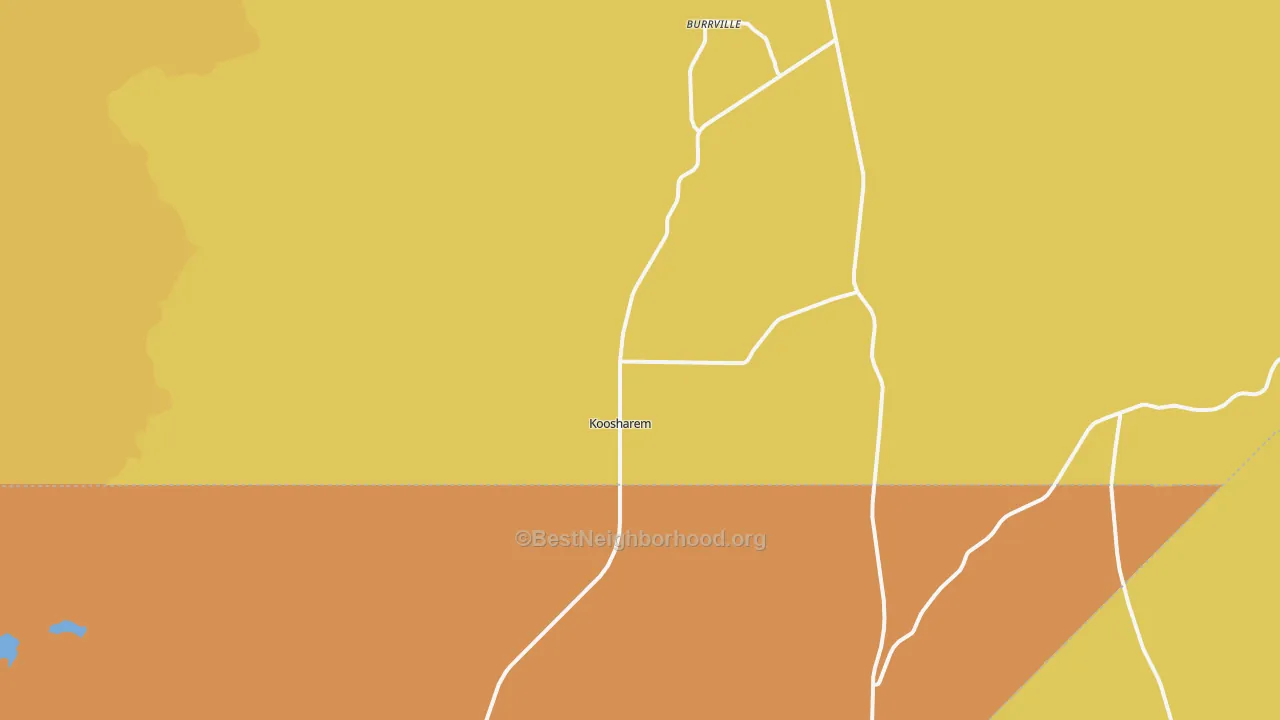 Map of the best neighborhoods in the 84744 area, with better matches in green and worse matches in red