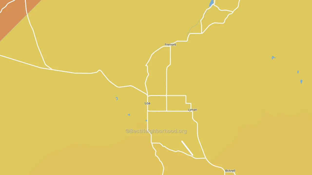 Map of the best neighborhoods in the 84747 area, with better matches in green and worse matches in red
