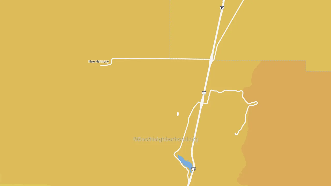 Map of the best neighborhoods in the 84757 area, with better matches in green and worse matches in red
