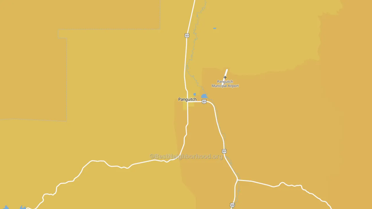 Map of the best neighborhoods in the 84759 area, with better matches in green and worse matches in red