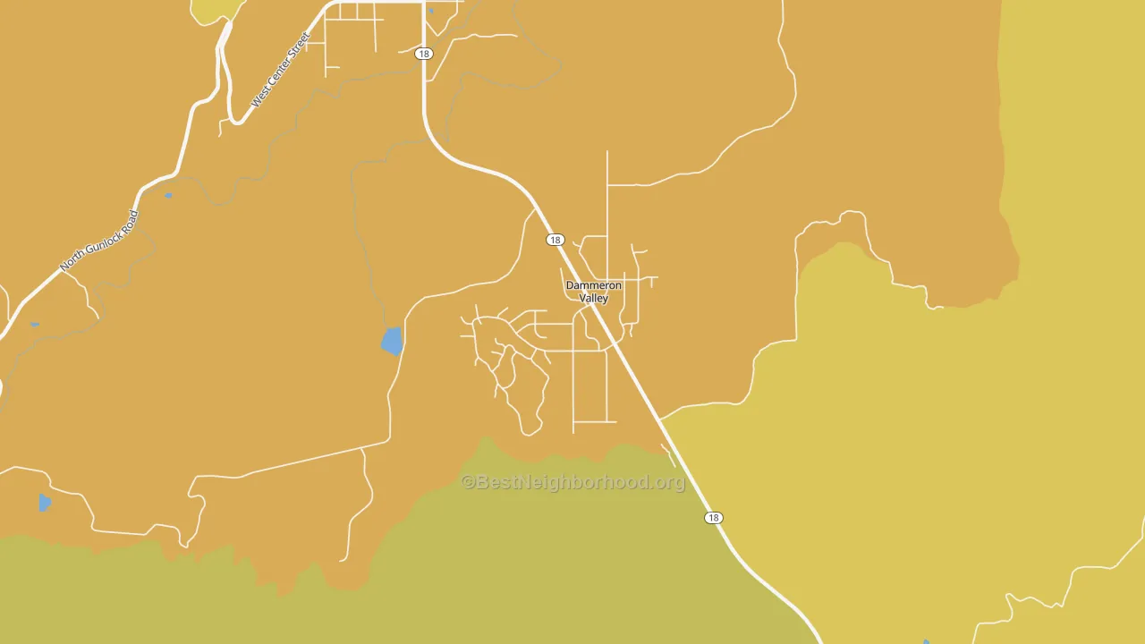 Map of the best neighborhoods in the 84783 area, with better matches in green and worse matches in red