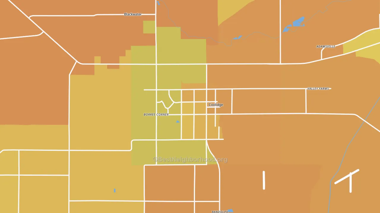 Map of the best neighborhoods in the 85128 area, with better matches in green and worse matches in red