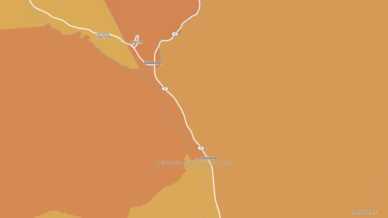Map of the best neighborhoods in the 85192 area, with better matches in green and worse matches in red