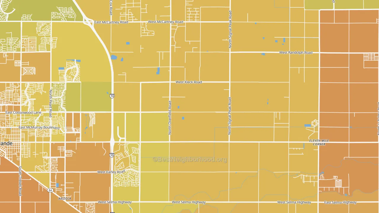 Map of the best neighborhoods in the 85194 area, with better matches in green and worse matches in red