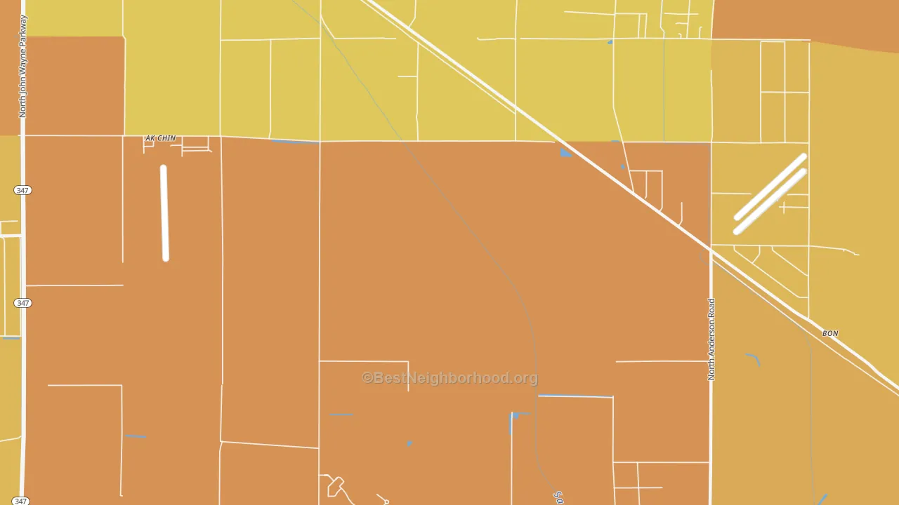 Map of the best neighborhoods in the 85239 area, with better matches in green and worse matches in red