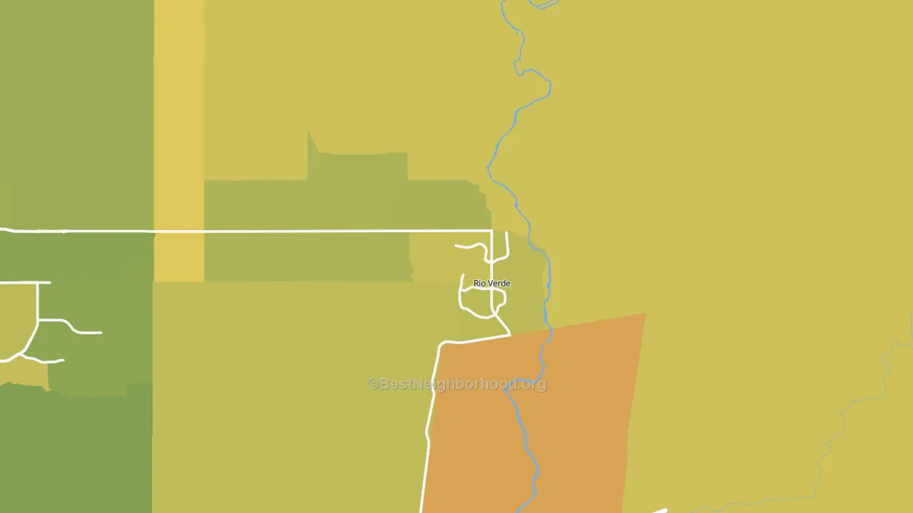 Map of the best neighborhoods in the 85263 area, with better matches in green and worse matches in red