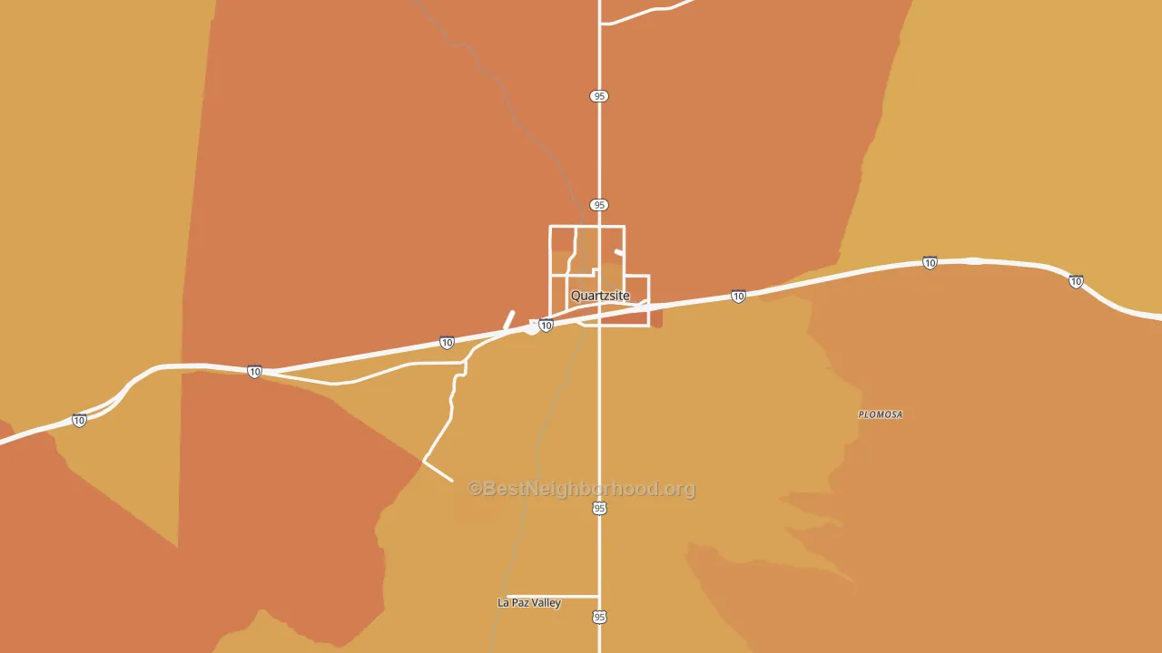 Map of the best neighborhoods in the 85346 area, with better matches in green and worse matches in red