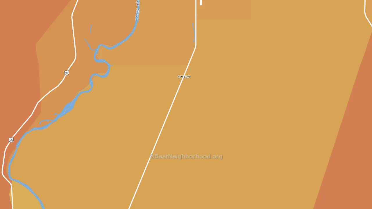 Map of the best neighborhoods in the 85371 area, with better matches in green and worse matches in red