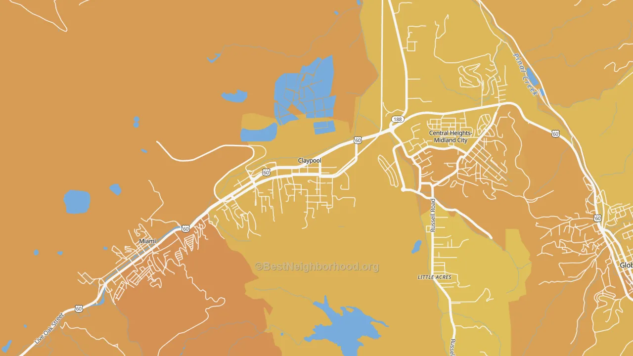 Map of the best neighborhoods in the 85532 area, with better matches in green and worse matches in red