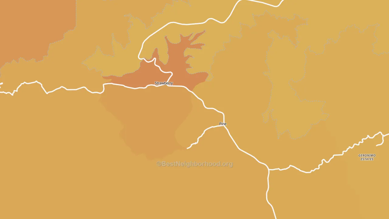 Map of the best neighborhoods in the 85544 area, with better matches in green and worse matches in red