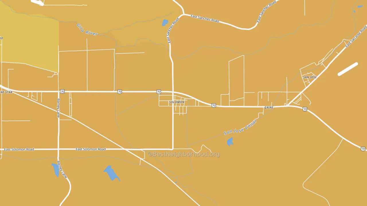 Map of the best neighborhoods in the 85551 area, with better matches in green and worse matches in red