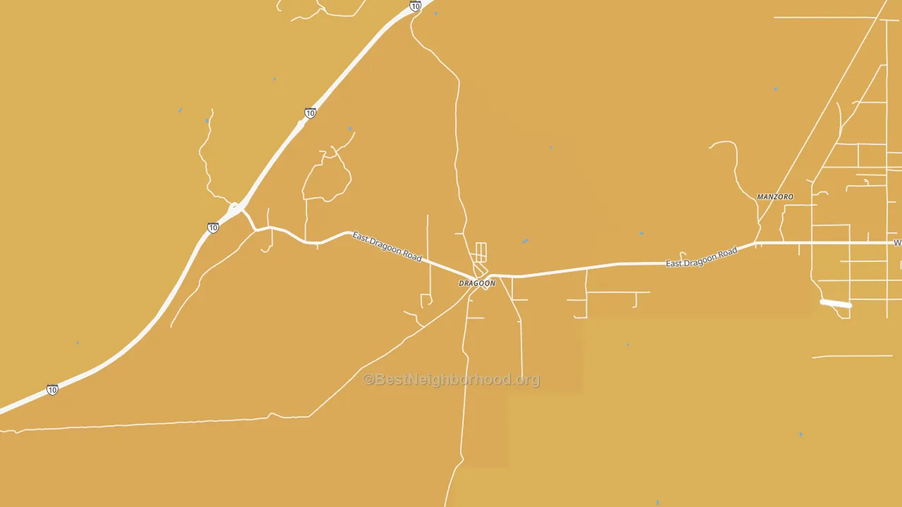 Map of the best neighborhoods in the 85609 area, with better matches in green and worse matches in red