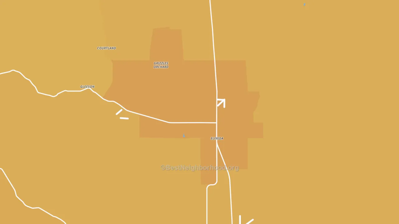 Map of the best neighborhoods in the 85610 area, with better matches in green and worse matches in red