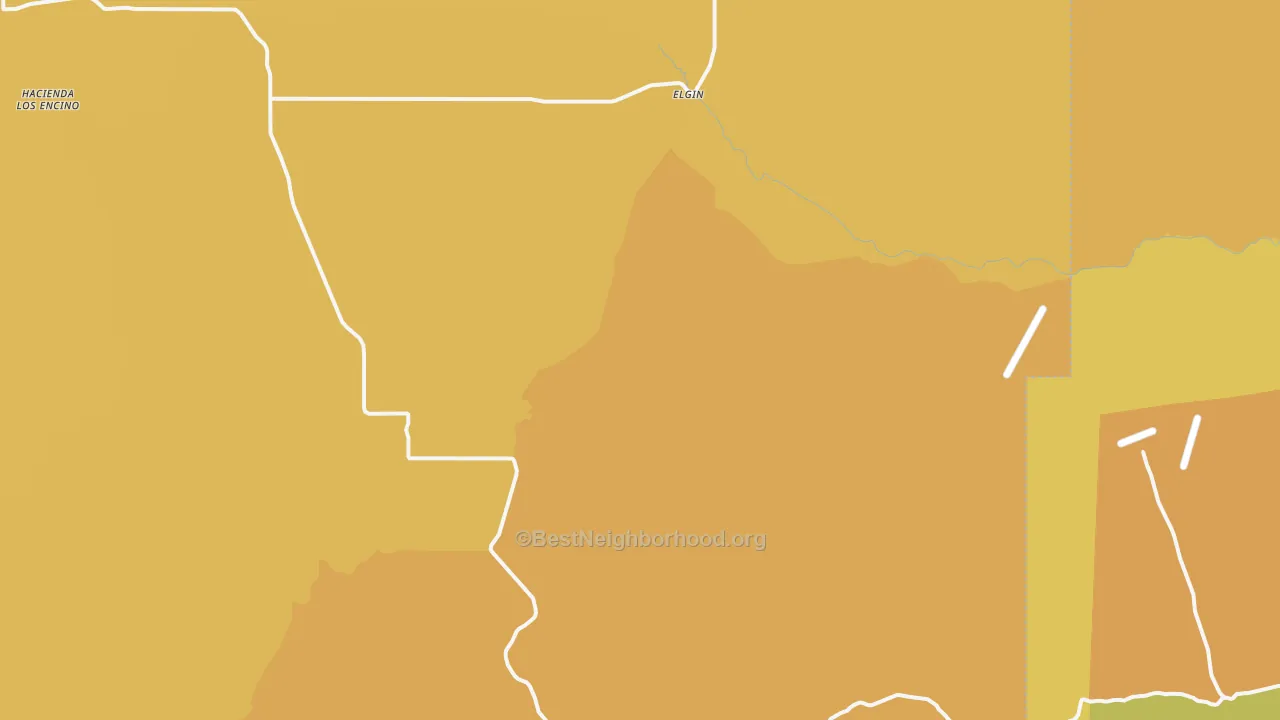 Map of the best neighborhoods in the 85611 area, with better matches in green and worse matches in red