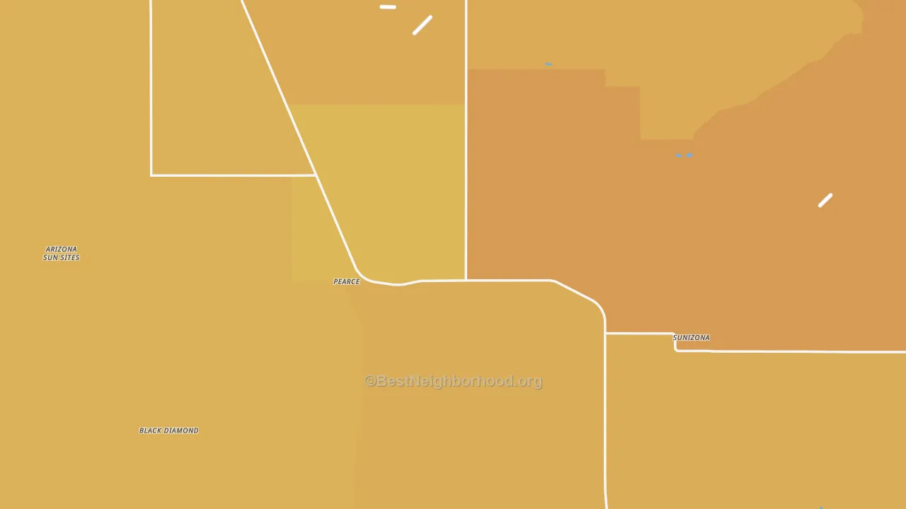 Map of the best neighborhoods in the 85625 area, with better matches in green and worse matches in red