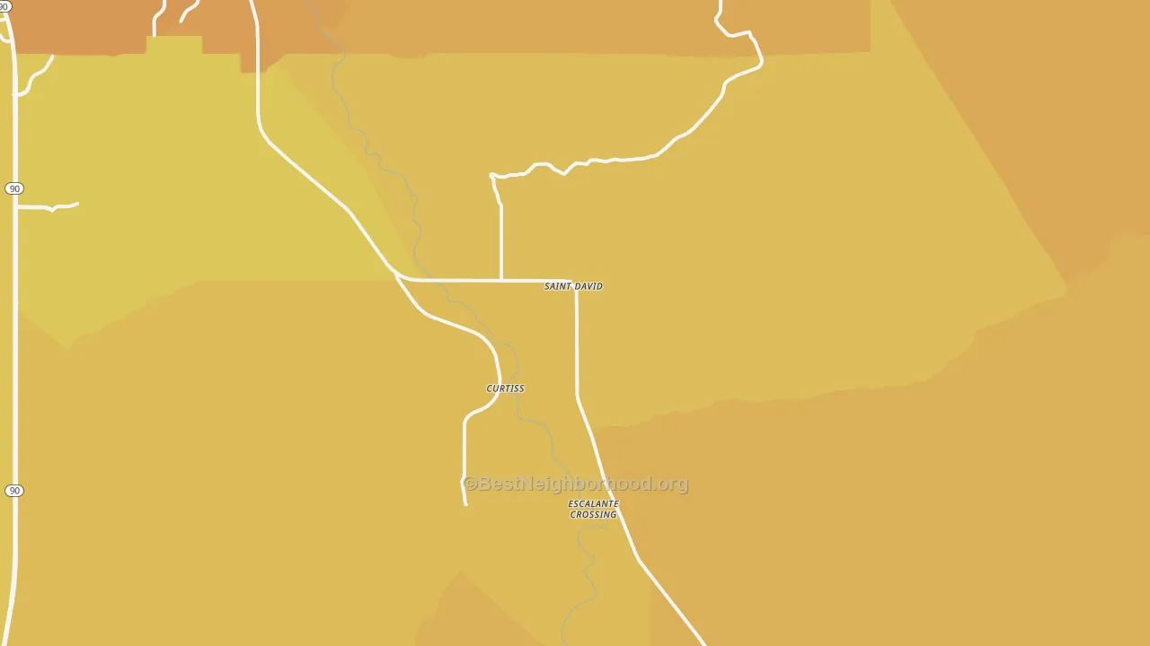 Map of the best neighborhoods in the 85630 area, with better matches in green and worse matches in red