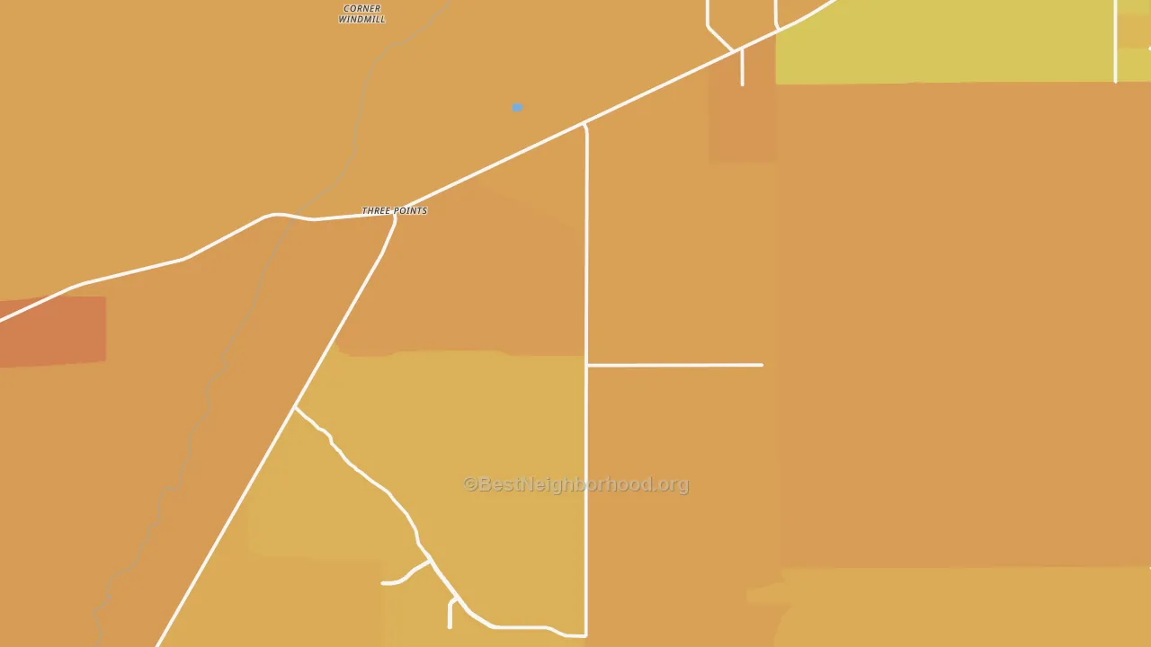 Map of the best neighborhoods in the 85736 area, with better matches in green and worse matches in red