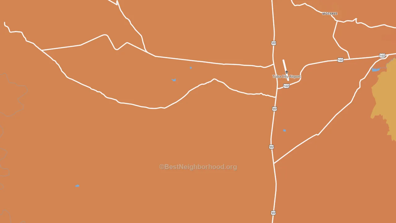 Map of the best neighborhoods in the 86020 area, with better matches in green and worse matches in red