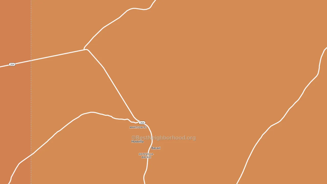 Map of the best neighborhoods in the 86030 area, with better matches in green and worse matches in red