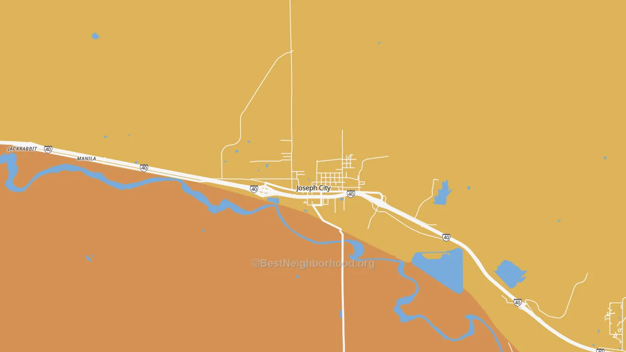 Map of the best neighborhoods in the 86032 area, with better matches in green and worse matches in red