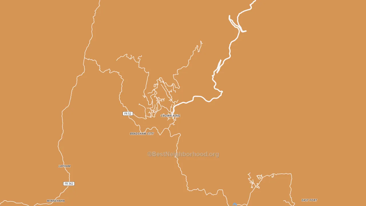 Map of the best neighborhoods in the 86343 area, with better matches in green and worse matches in red