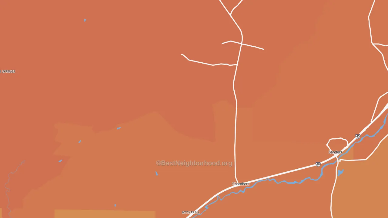 Map of the best neighborhoods in the 86502 area, with better matches in green and worse matches in red