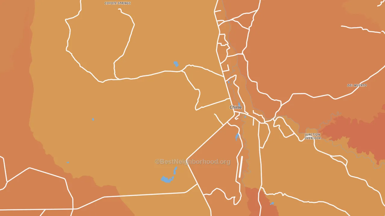 Map of the best neighborhoods in the 86503 area, with better matches in green and worse matches in red