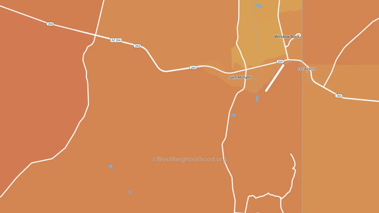 Map of the best neighborhoods in the 86511 area, with better matches in green and worse matches in red