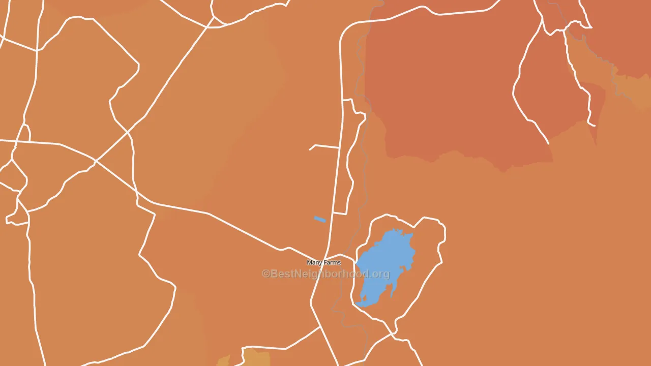 Map of the best neighborhoods in the 86538 area, with better matches in green and worse matches in red