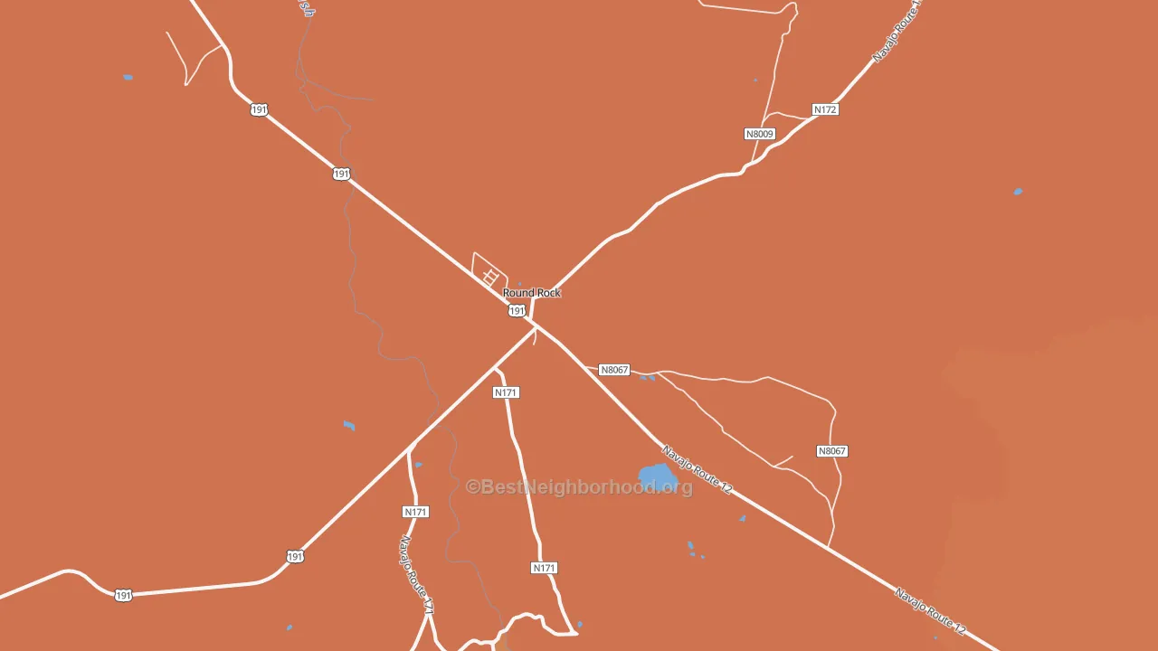 Map of the best neighborhoods in the 86547 area, with better matches in green and worse matches in red