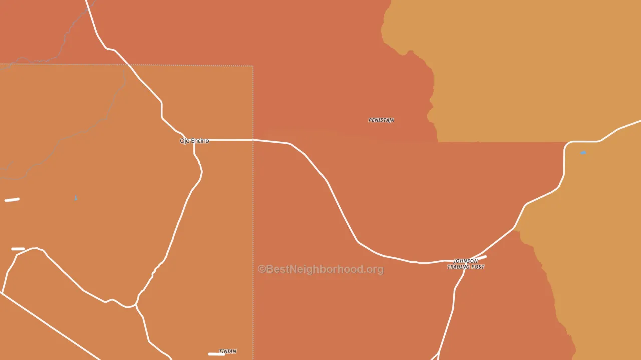 Map of the best neighborhoods in the 87013 area, with better matches in green and worse matches in red
