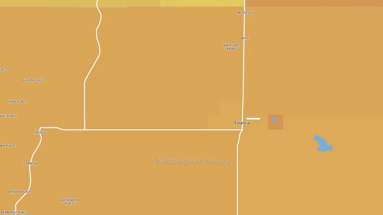 Map of the best neighborhoods in the 87016 area, with better matches in green and worse matches in red