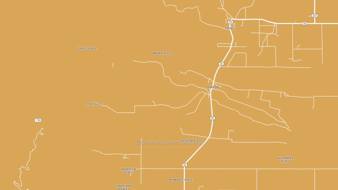 Map of the best neighborhoods in the 87061 area, with better matches in green and worse matches in red