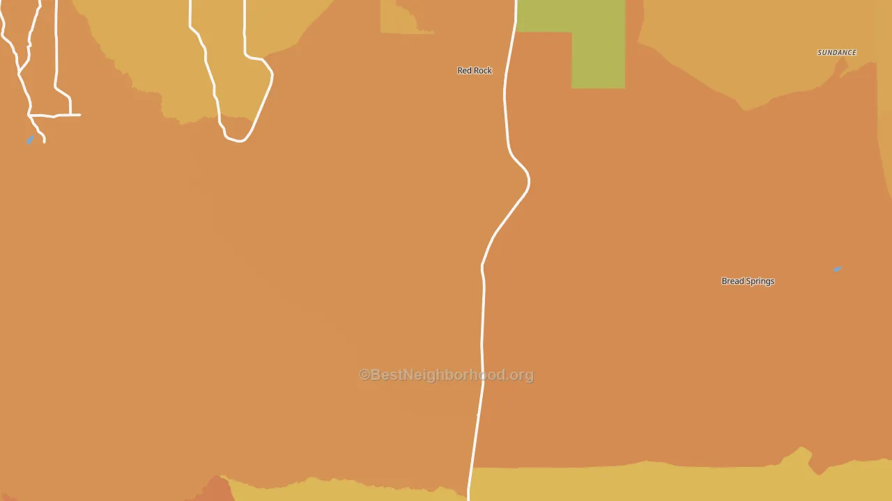 Map of the best neighborhoods in the 87305 area, with better matches in green and worse matches in red