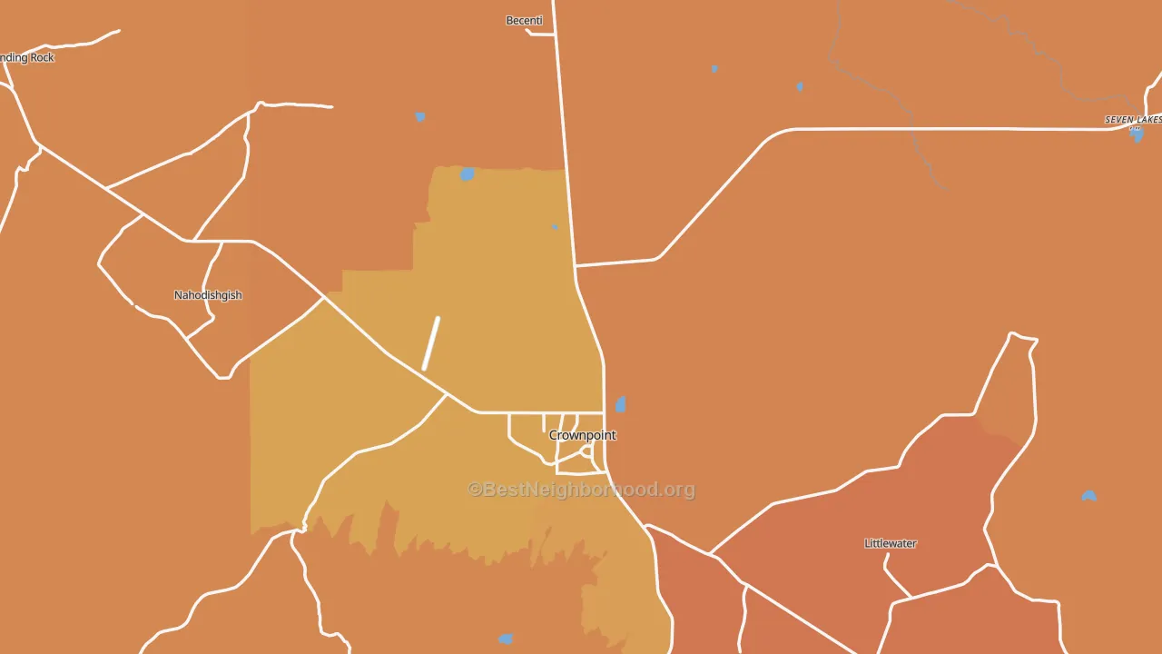 Map of the best neighborhoods in the 87313 area, with better matches in green and worse matches in red