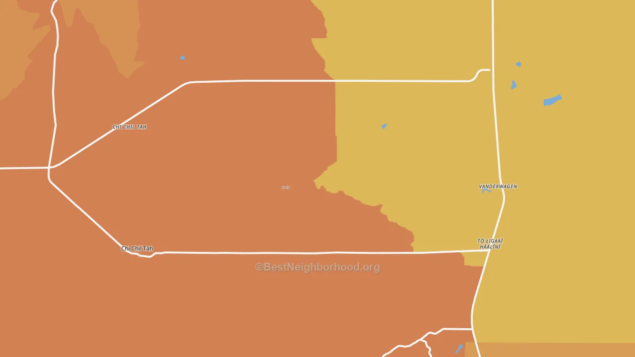 Map of the best neighborhoods in the 87326 area, with better matches in green and worse matches in red