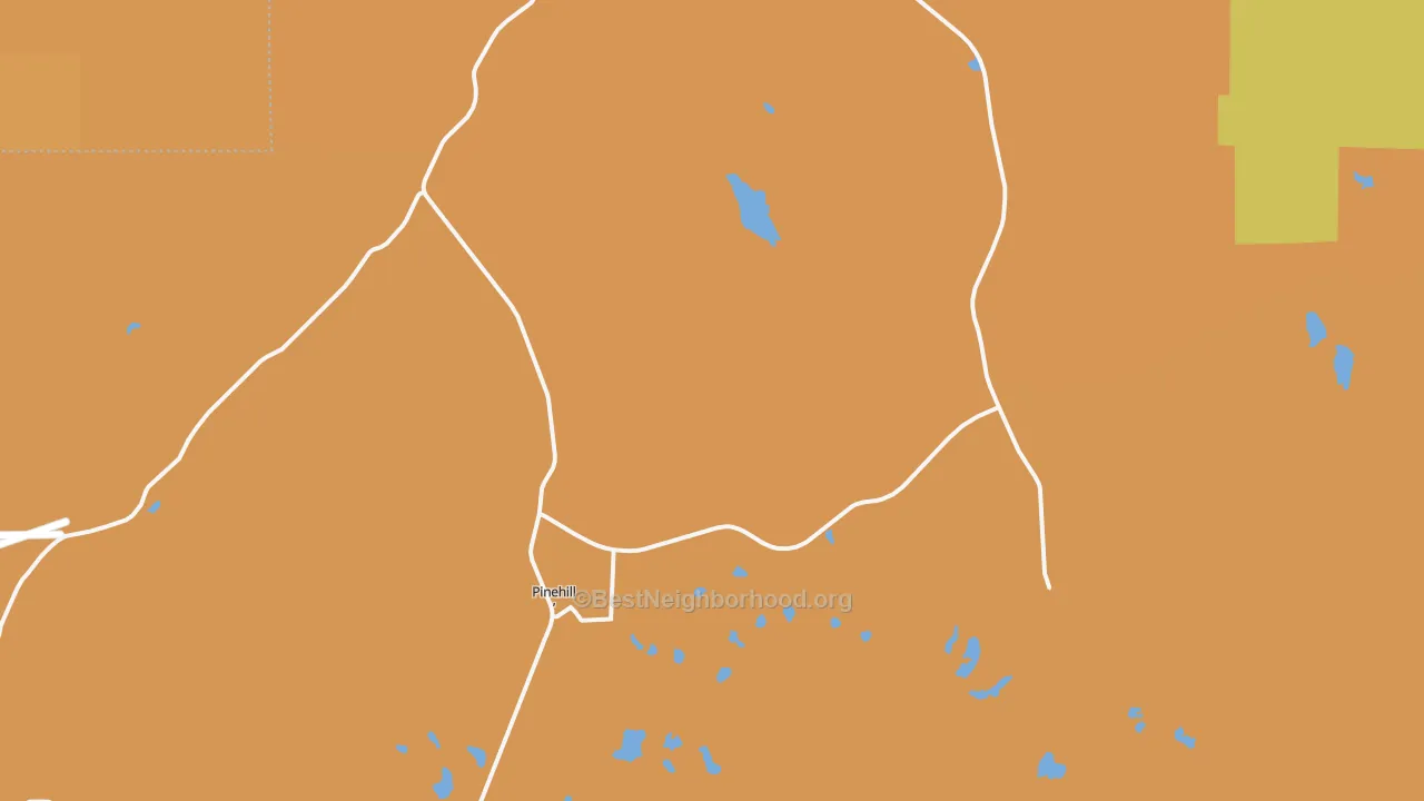 Map of the best neighborhoods in the 87357 area, with better matches in green and worse matches in red