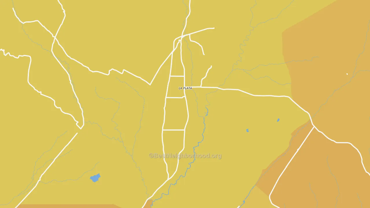 Map of the best neighborhoods in the 87418 area, with better matches in green and worse matches in red