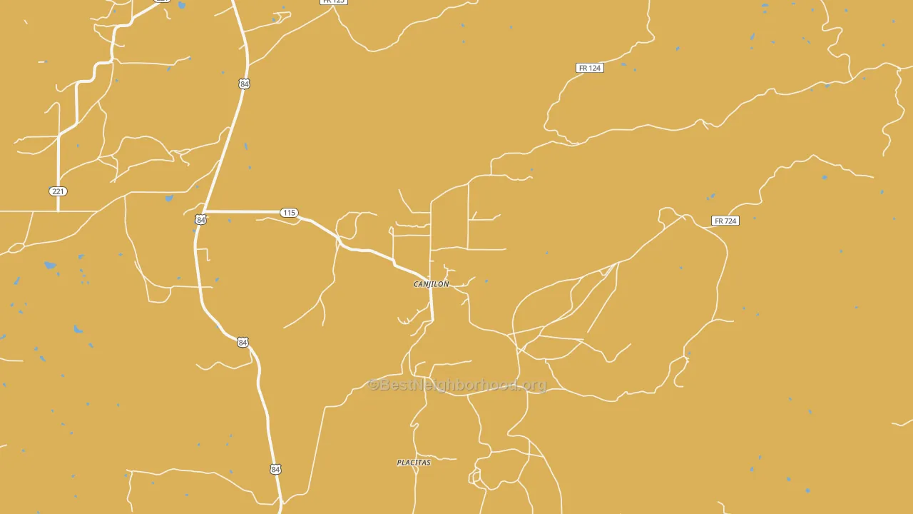Map of the best neighborhoods in the 87515 area, with better matches in green and worse matches in red