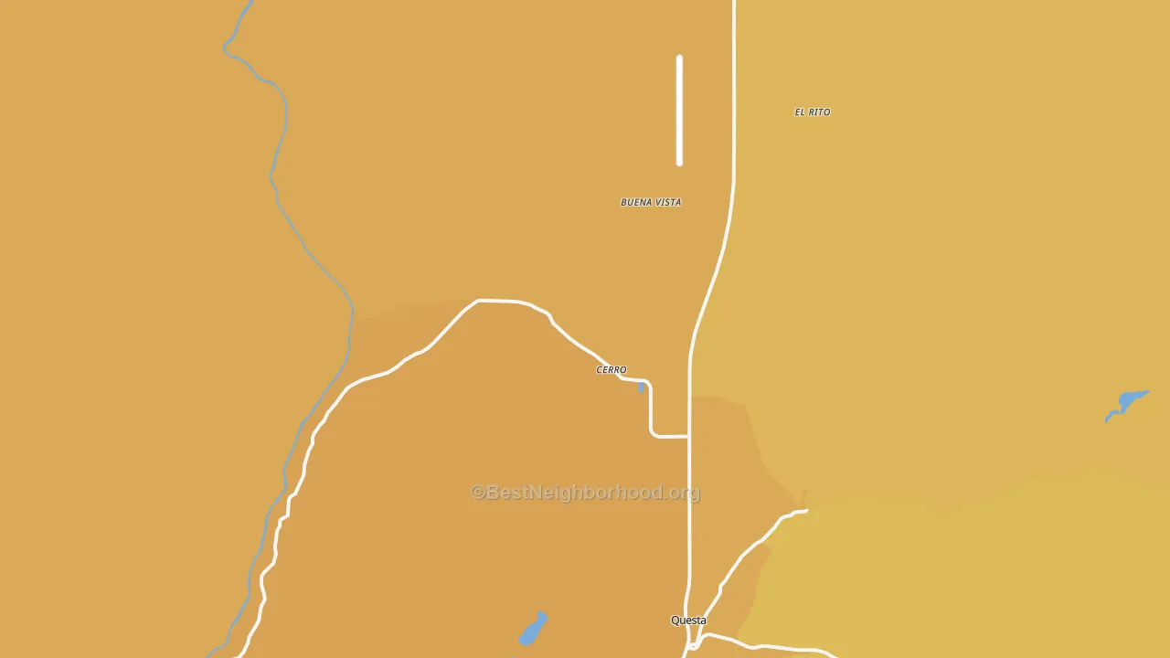 Map of the best neighborhoods in the 87519 area, with better matches in green and worse matches in red