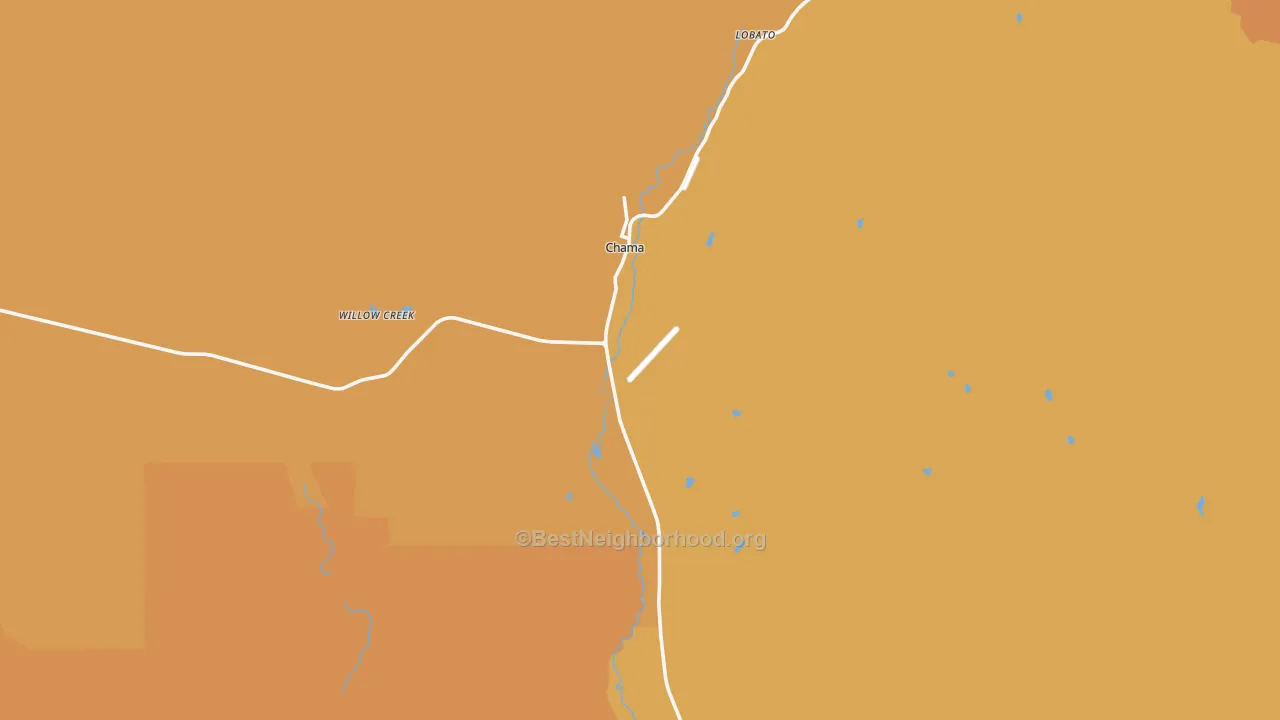 Map of the best neighborhoods in the 87520 area, with better matches in green and worse matches in red