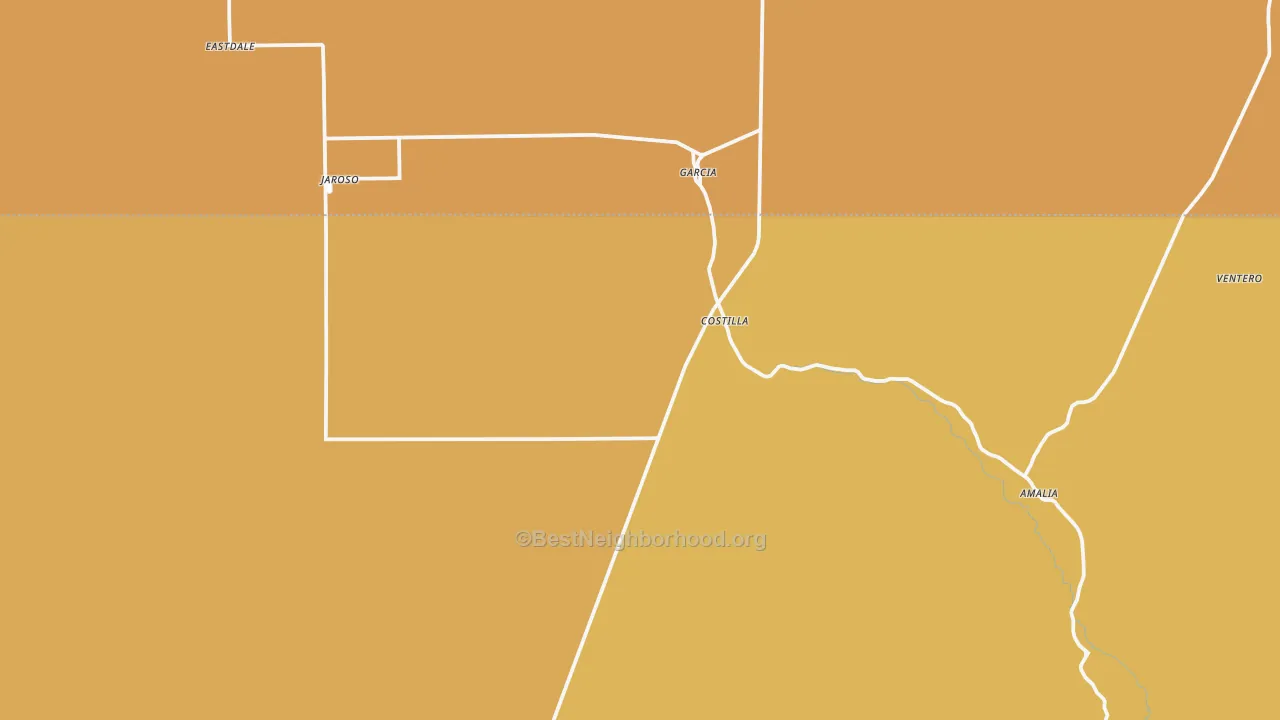 Map of the best neighborhoods in the 87524 area, with better matches in green and worse matches in red