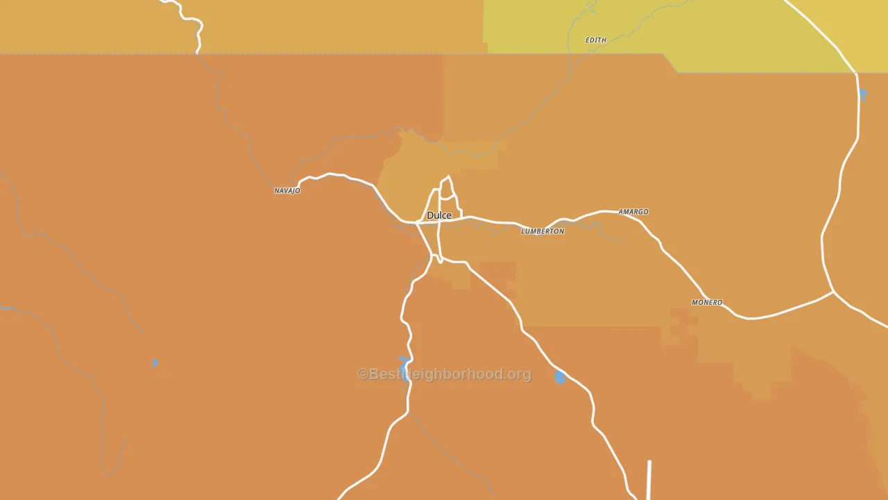 Map of the best neighborhoods in the 87528 area, with better matches in green and worse matches in red