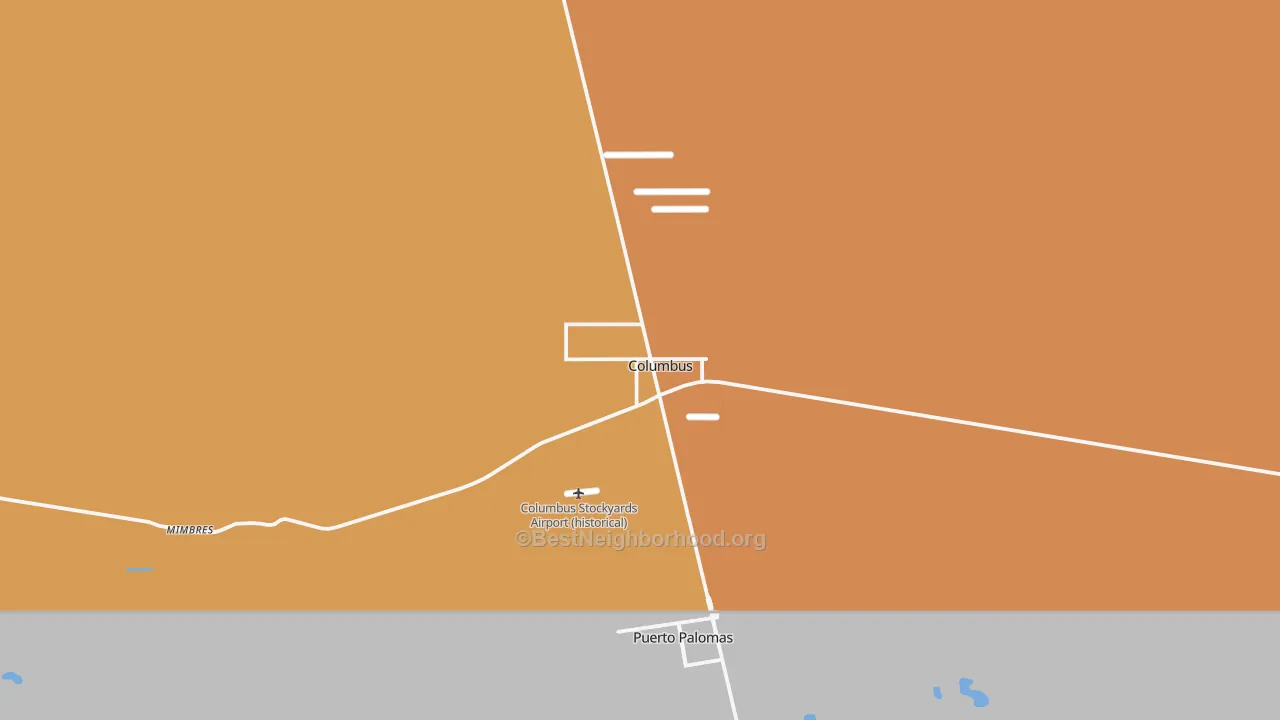 Map of the best neighborhoods in the 88029 area, with better matches in green and worse matches in red