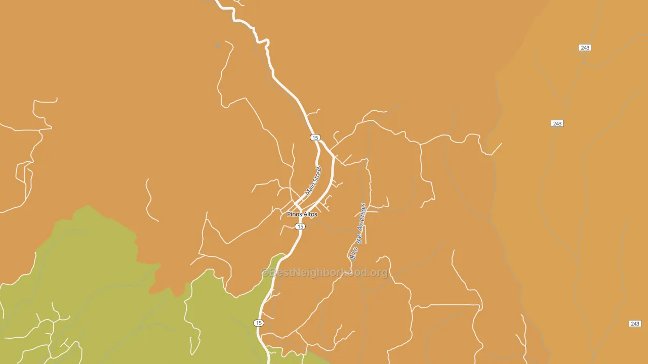 Map of the best neighborhoods in the 88053 area, with better matches in green and worse matches in red