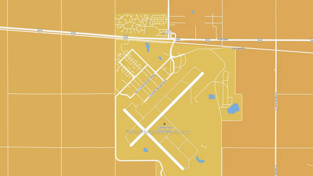 Map of the best neighborhoods in the 88103 area, with better matches in green and worse matches in red
