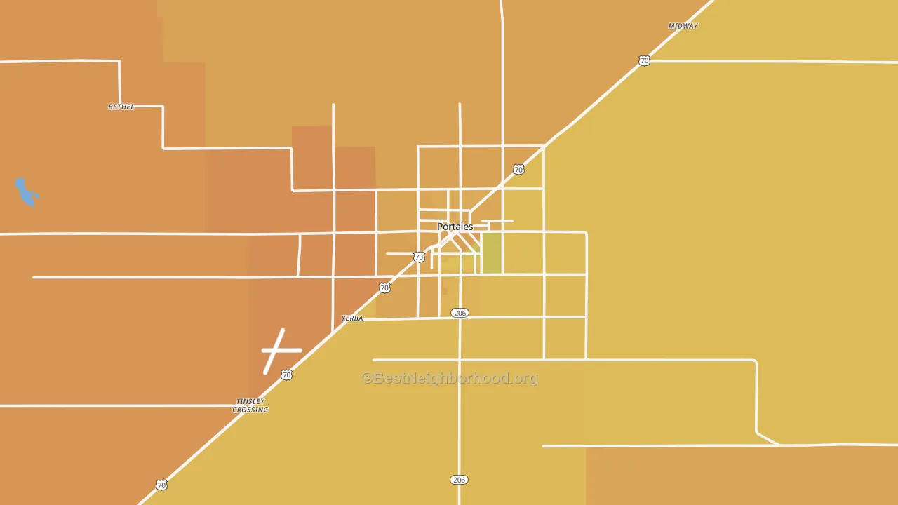 Map of the best neighborhoods in the 88130 area, with better matches in green and worse matches in red
