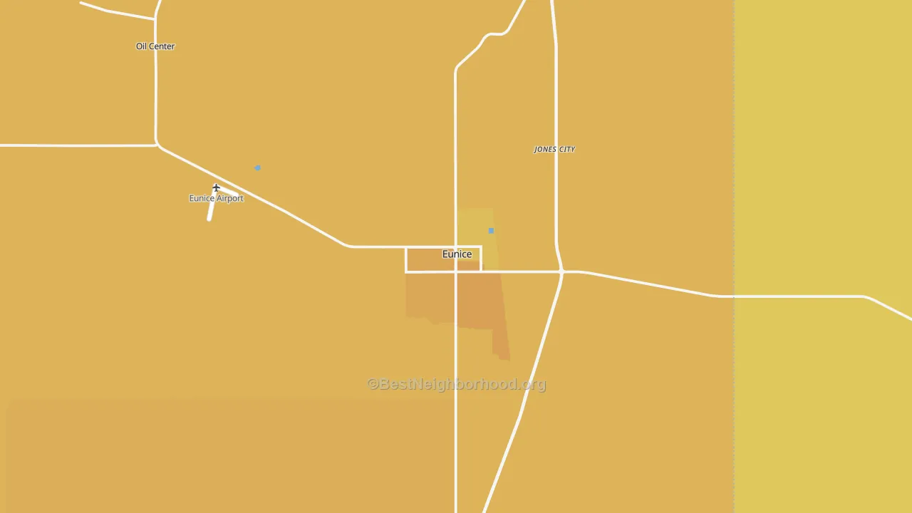 Map of the best neighborhoods in the 88231 area, with better matches in green and worse matches in red