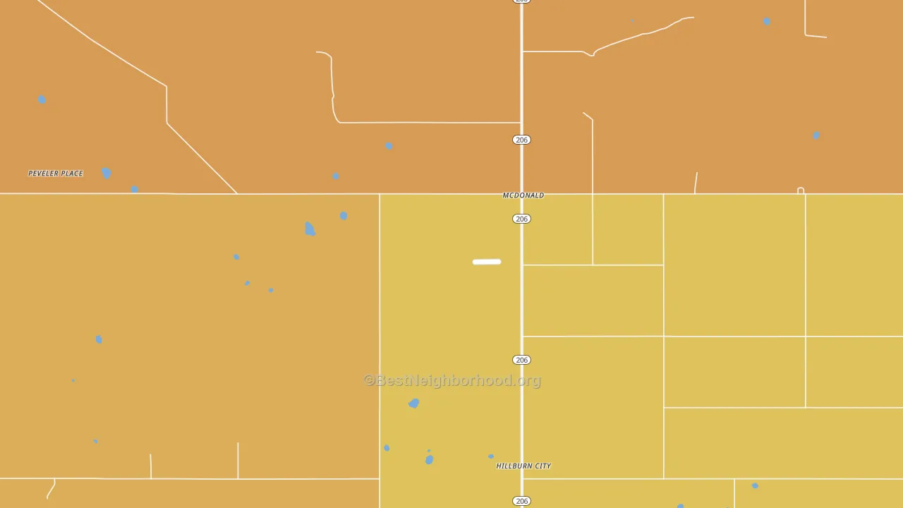 Map of the best neighborhoods in the 88262 area, with better matches in green and worse matches in red